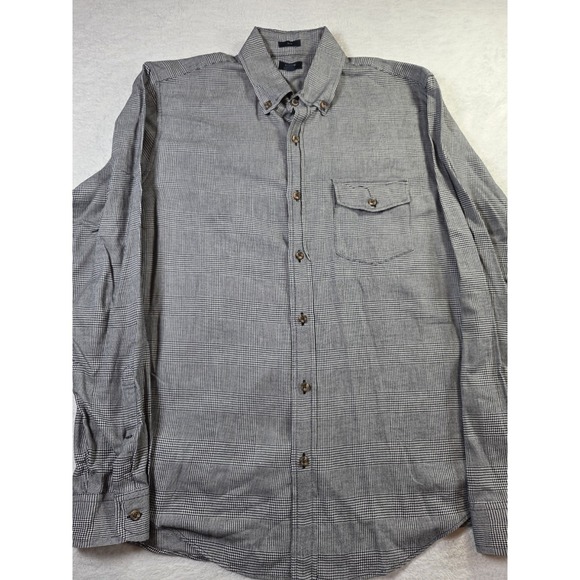 J. Crew Factory Other - J.Crew Brushed Twill Glen Plaid Button Down Shirt Mens Medium Gray Cotton